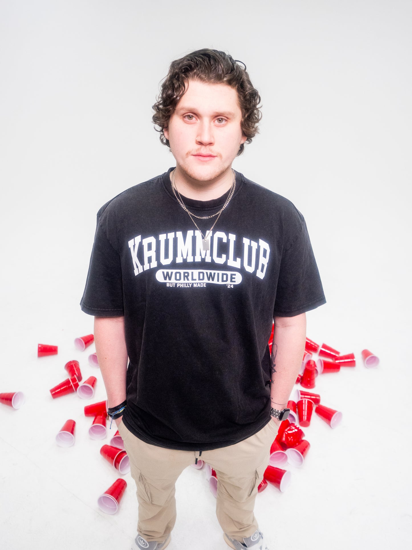 Krumm Club "Worldwide" Acid-Washed Oversize Tee
